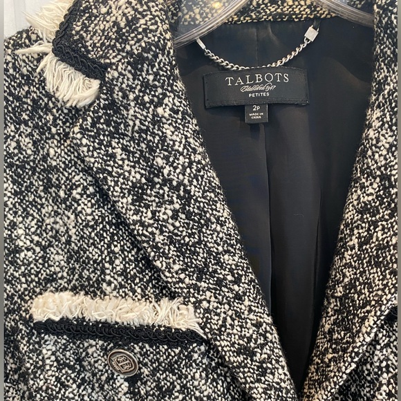 Tweed blazer Talbots black and cream - Picture 2 of 5